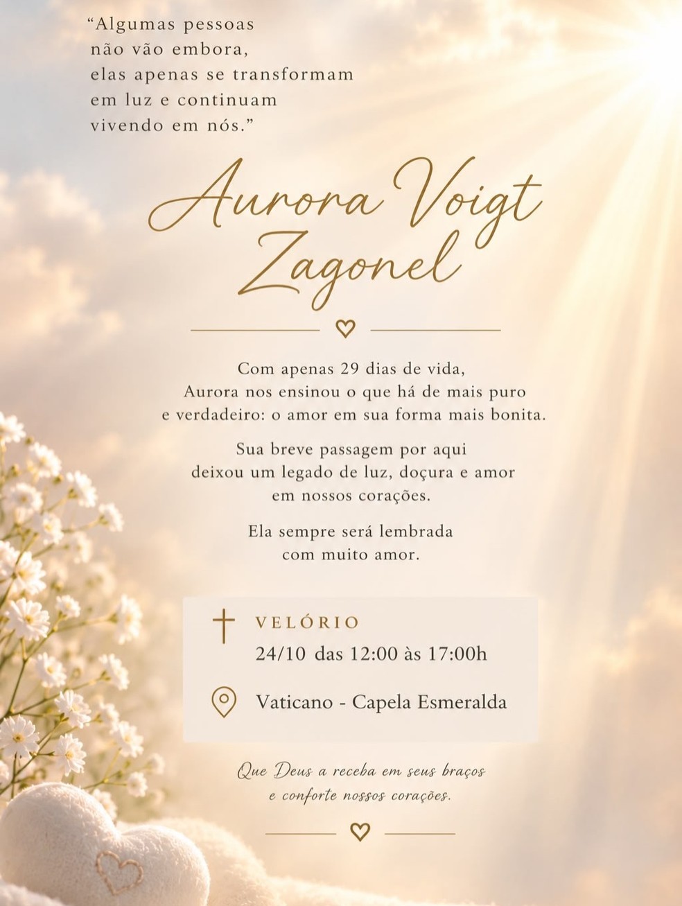 Morre a filha do ex-BBB Marcelo Zagonel, Aurora, com 29 dias de vida — Foto: Reprodução | Instagram