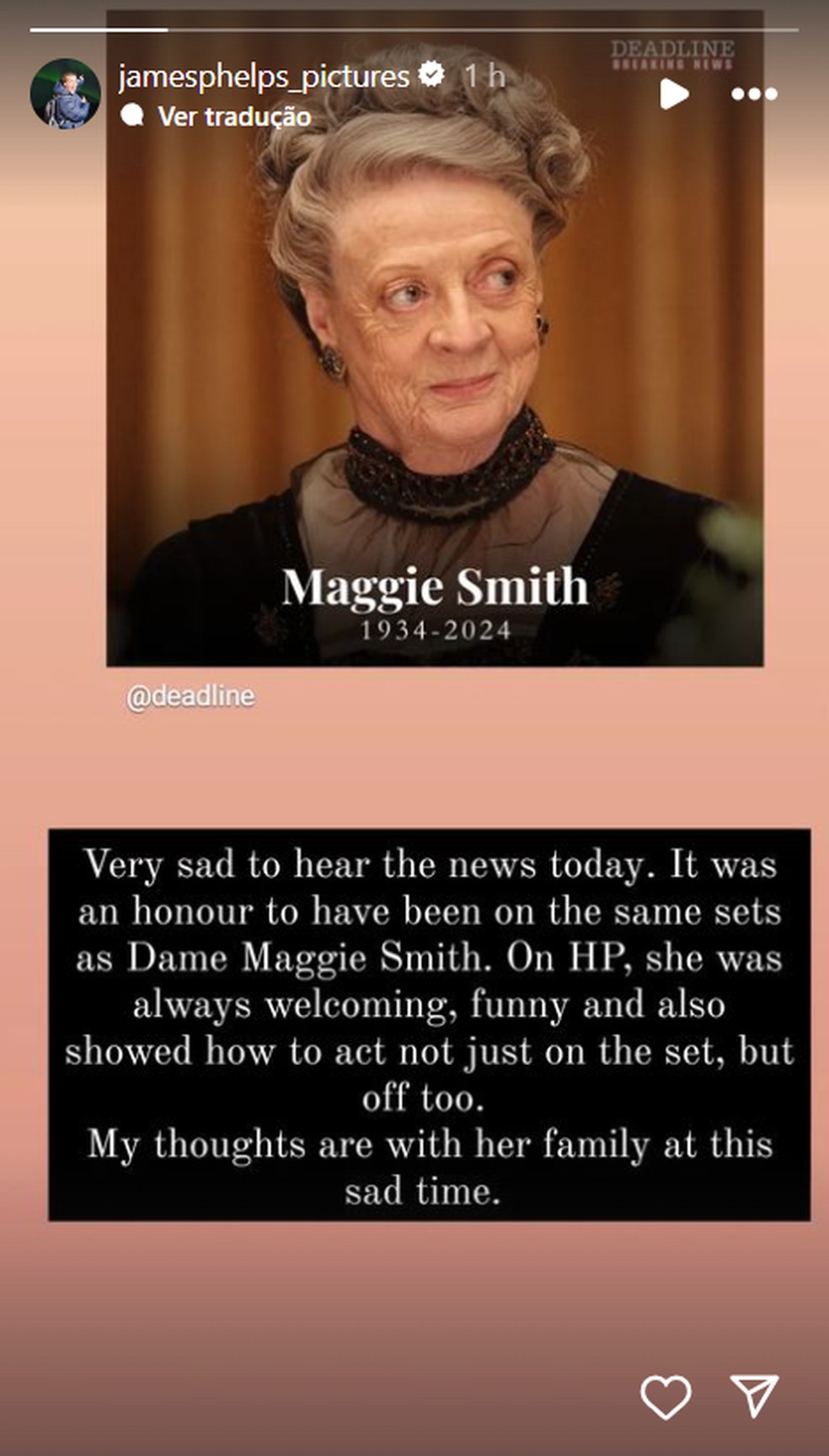 Elenco de 'Harry Potter' se despede de Maggie Smith com homenagens