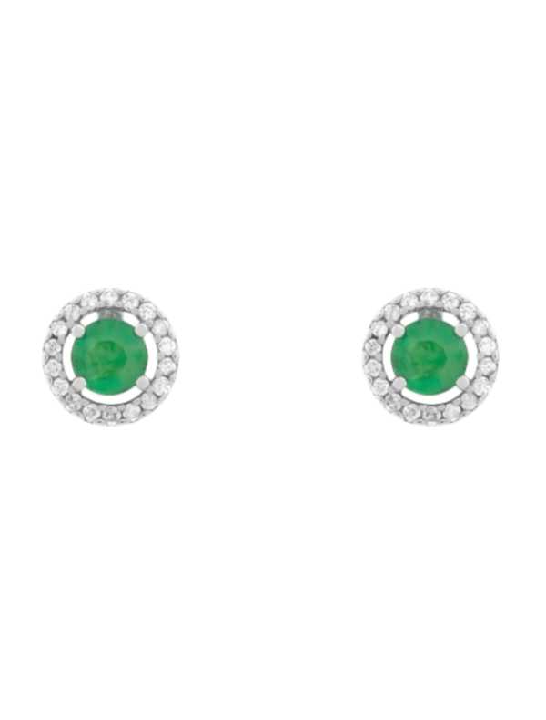 Brinco Stud Redondo Intense Ouro Branco 18K