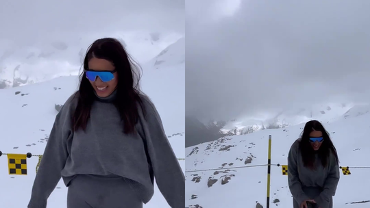 Na Suíça, MC Loma se diverte com neve sem roupas térmicas: 'Não pensei em nada'