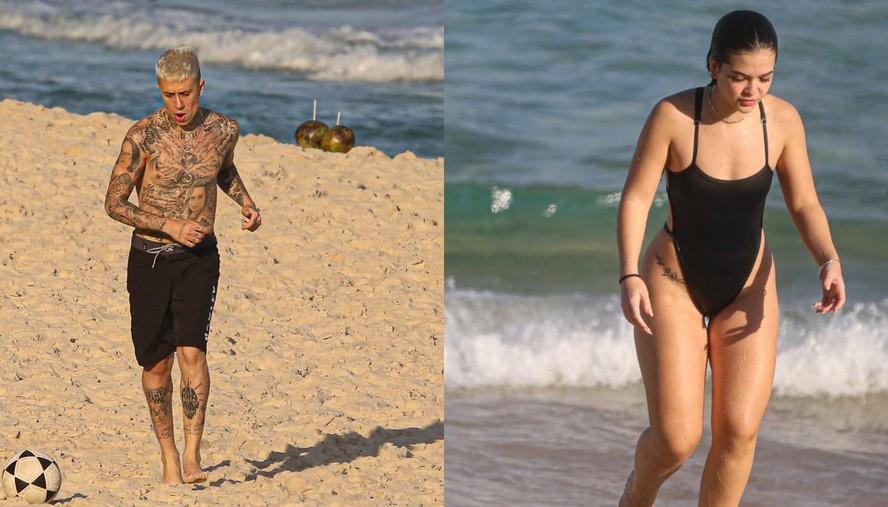Mel Maia e MC Daniel vão à mesma praia no Rio de Janeiro