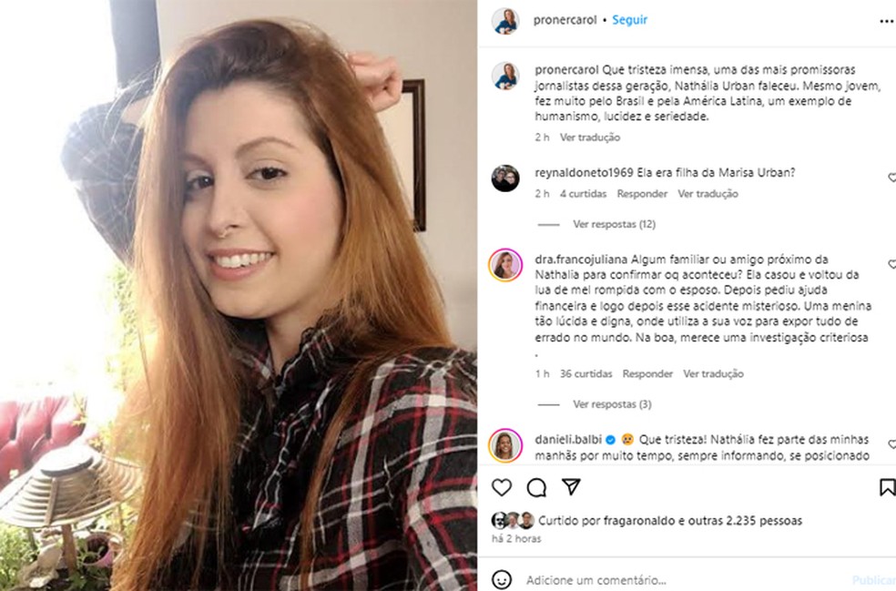 Morre a jornalista Nathalia Urban — Foto: Reprodução