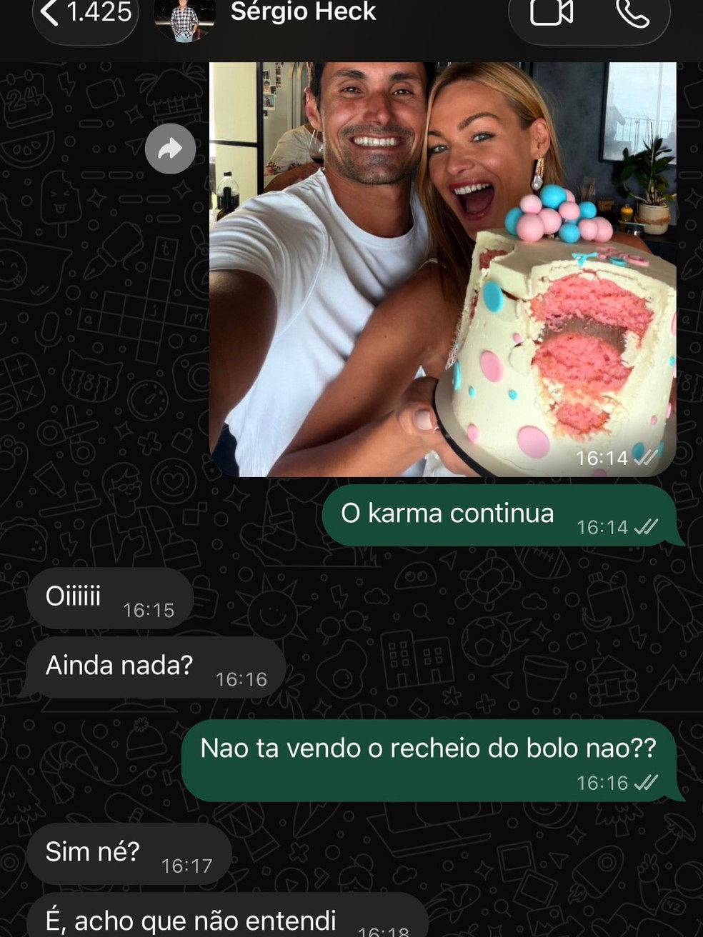 Bárbara Heck mostra chá revelação — Foto: Reprodução/Instagram