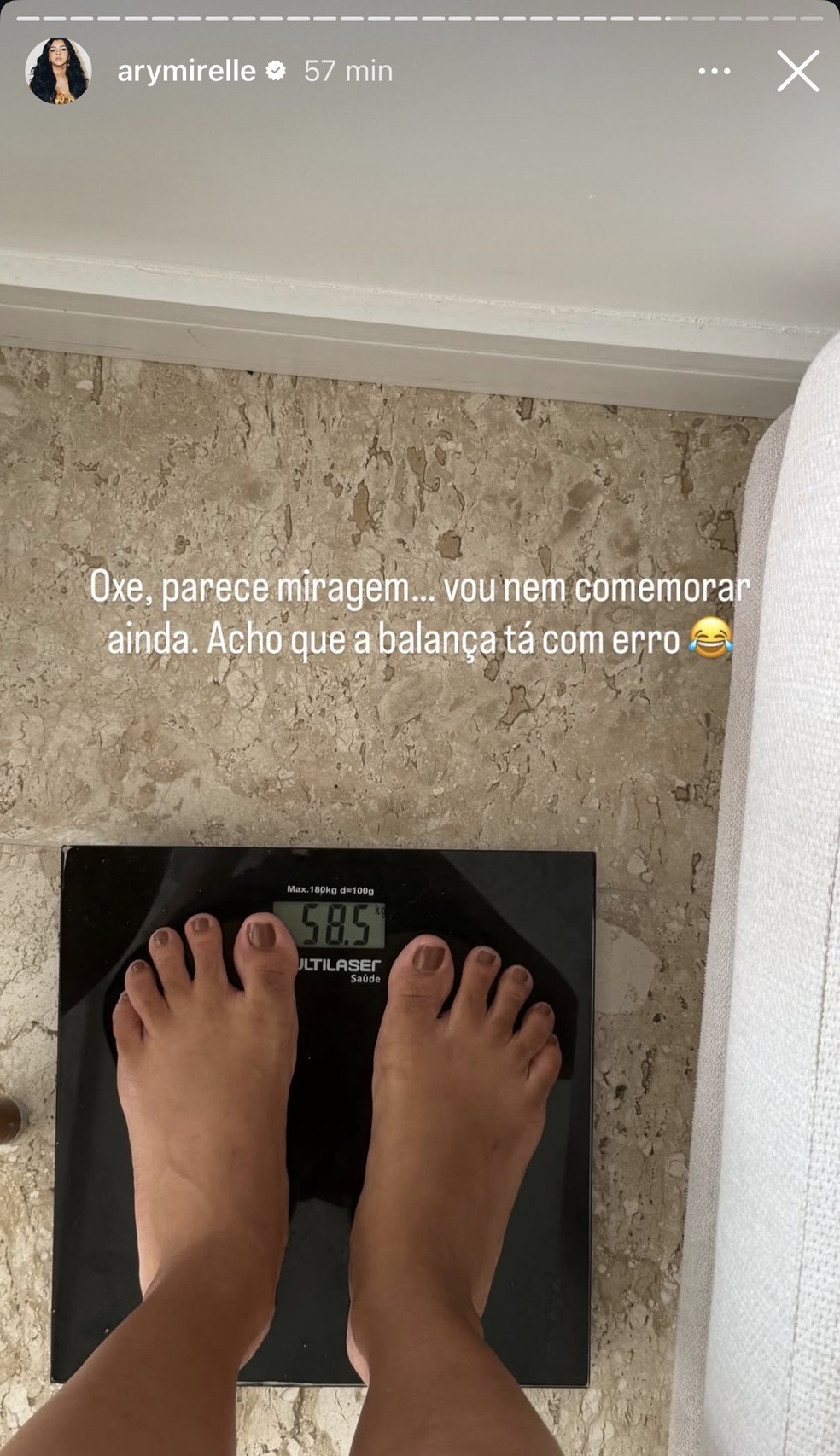 Story de Ary Mirelle — Foto: Reprodução/Instagram
