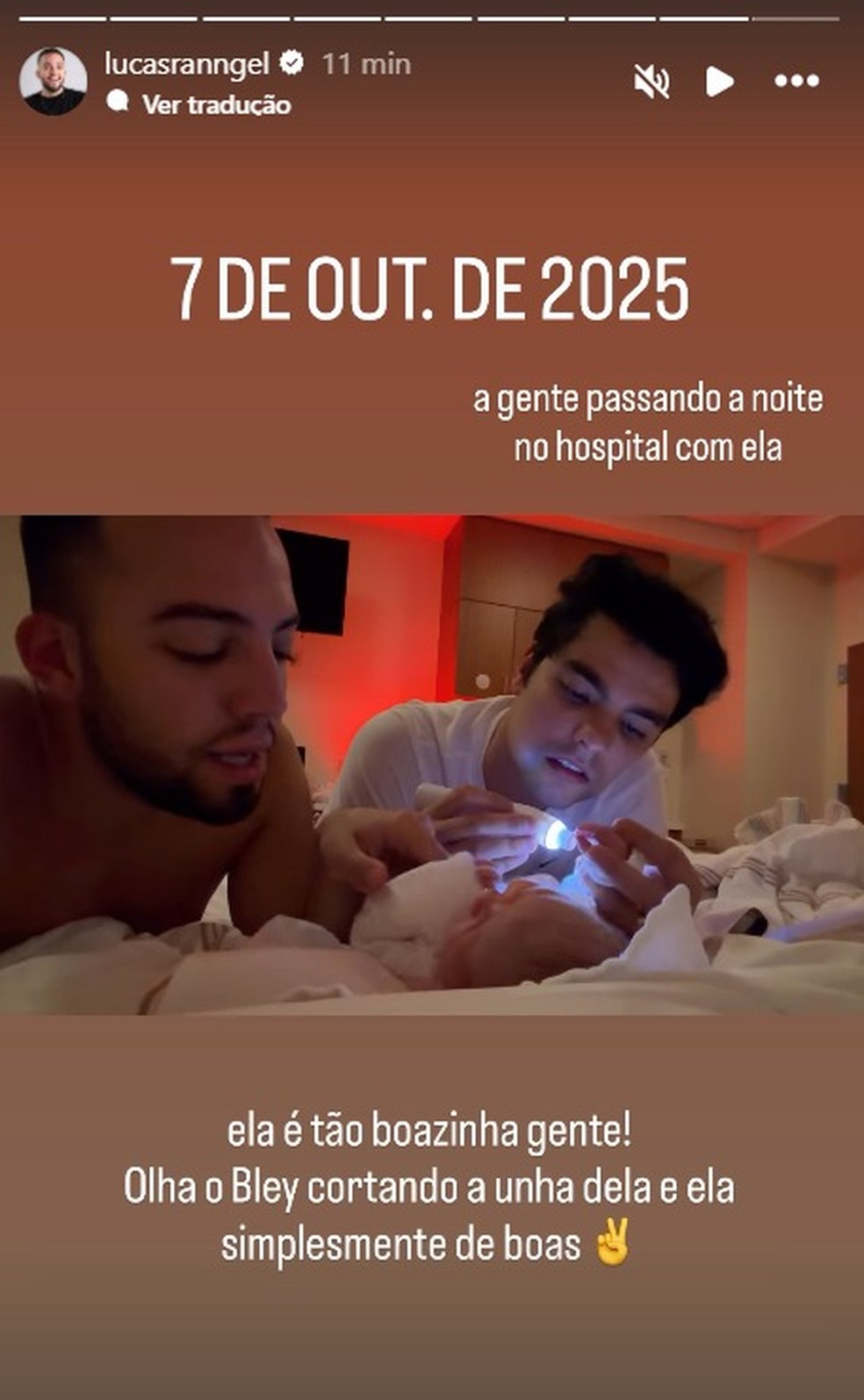 Lucas Rangel compartilha primeiros momentos com a filha recém-nascida ...
