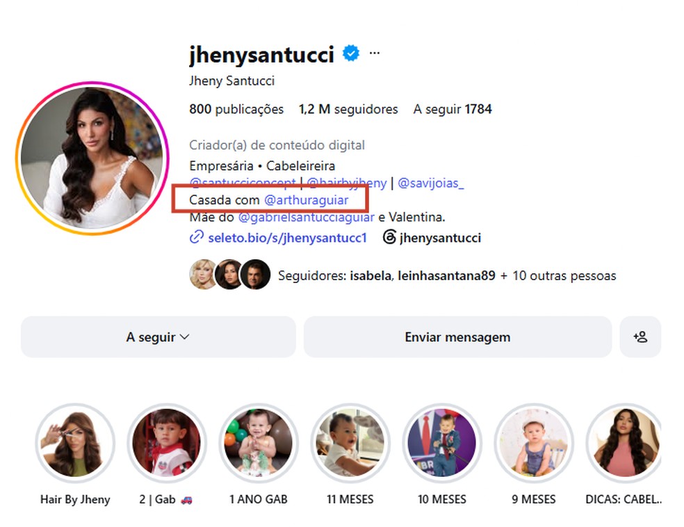 Perfil de Jheny Santucci no Instagram — Foto: Reprodução/Instagram