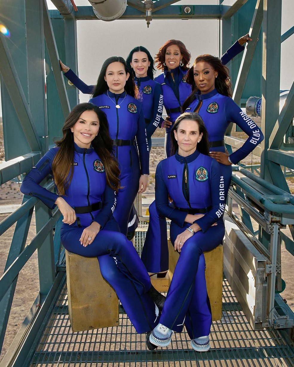 Tripulação que irá ao espaço nesta segunda-feira (14) — Foto: Reprodução/Instagram