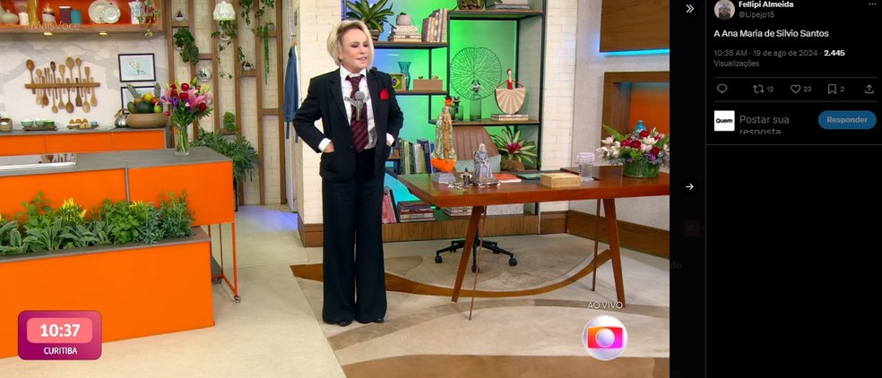 P&uacute;blico reage a Ana Maria vestida de Silvio Santos no 'Mais Voc&ecirc;' &mdash; Foto: Reprodu&ccedil;&atilde;o/X