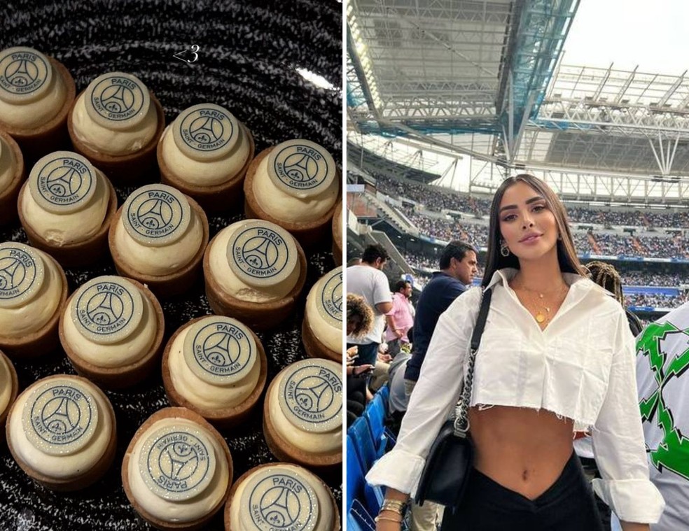 Victoria Ruiz mostra docinhos servidos durante jogo do PSG — Foto: Reprodução/Instagram