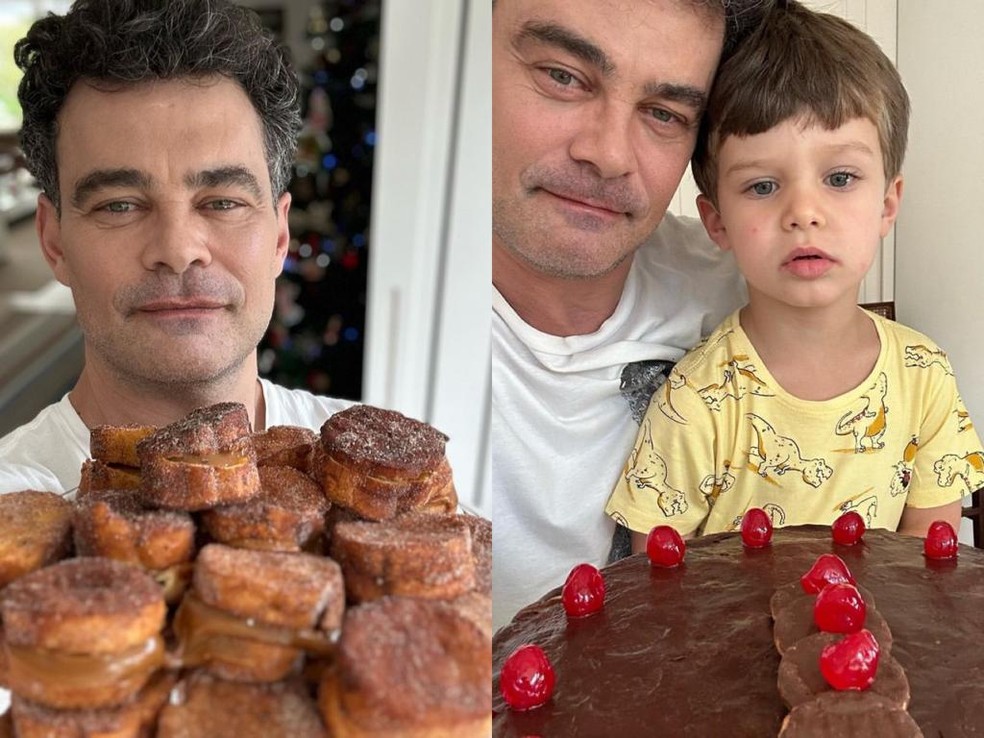 Carmo Dalla Vecchia faz a ceia de Natal com o filho — Foto: Reprodução/Instagram