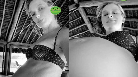 De biquíni, Fiorella Mattheis exibe a barriga de grávida