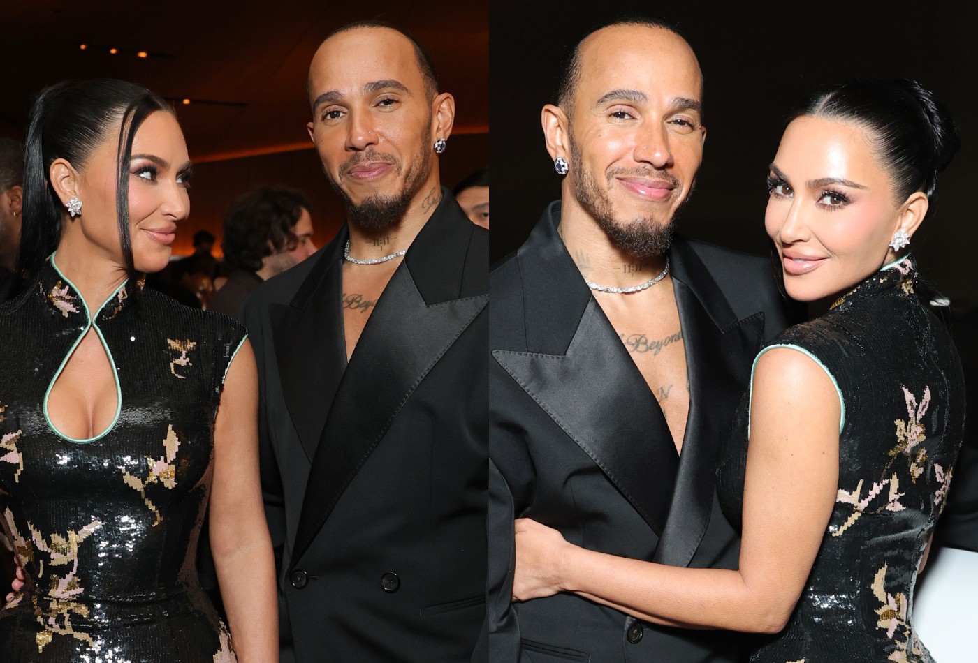 Apaixonados, Kim Kardashian e Lewis Hamilton fazem primeira aparição juntos em evento em Los Angeles