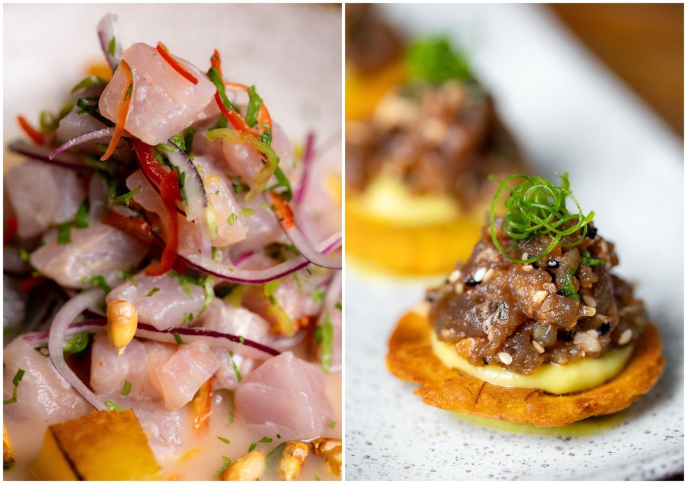 Ceviche clássico e Patacones de Atum Spicy — Foto: Reprodução/Instagram