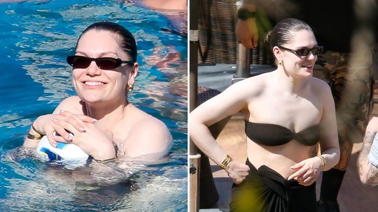 Um dia após show no Rio, Jessie J se diverte em piscina de hotel; veja fotos