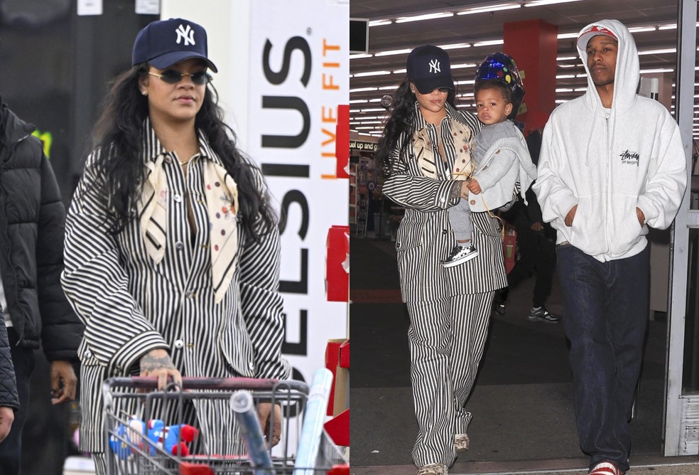 Rihanna e A$ap Rocky com filho ca&ccedil;ula &mdash; Foto: The Grosby Group