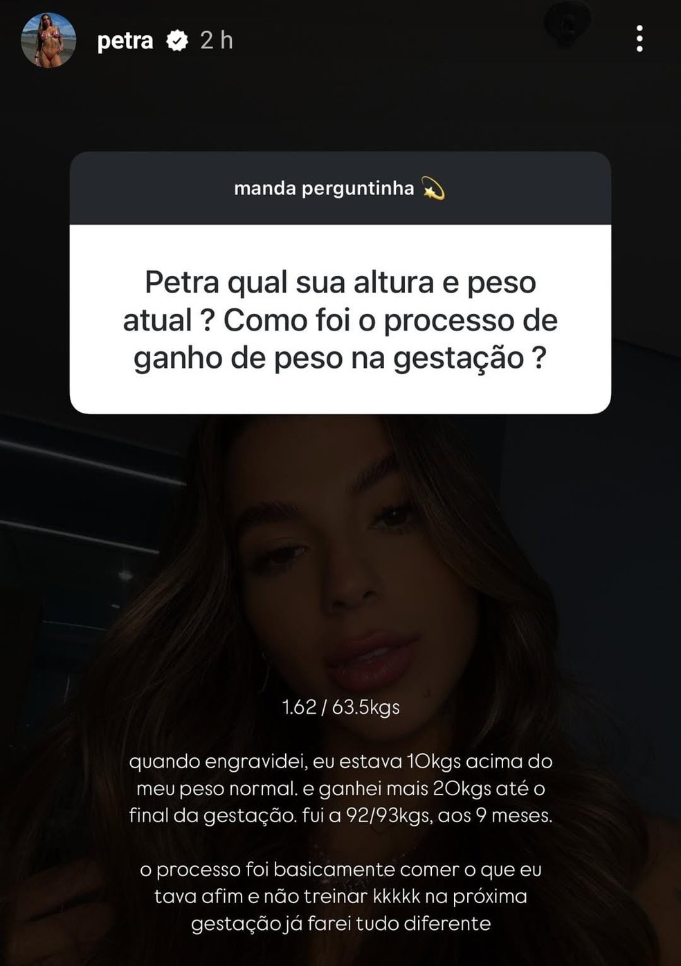 Petra Mattar responde fãs na web — Foto: Reprodução/Instagram