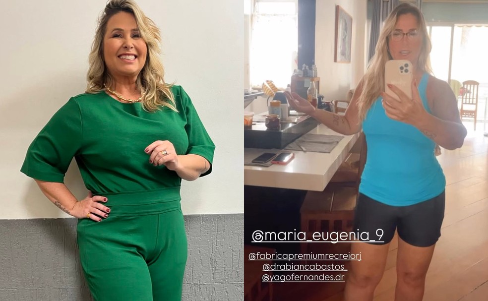 Andréa Sorvetão: antes de começar o tratamento e agora — Foto: Reprodução/Instagram