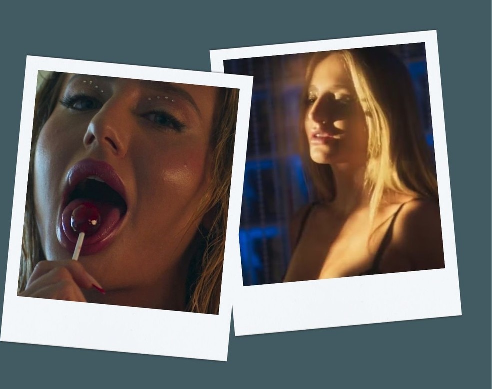 No papel da garota de programa Danielle na série 'Jogada de Risco', Bruna Griphao estrelou cenas calientes — Foto: Globoplay