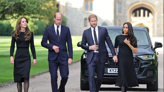 Harry e Meghan Markle são ignorados pela família real em evento de 1 ano de morte da Rainha
