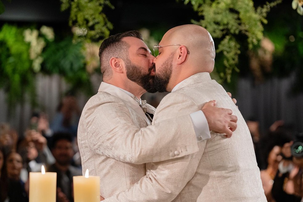 Casamento de Tiago Abravanel e Fernando Poli — Foto: Instagram/@rickyarruda