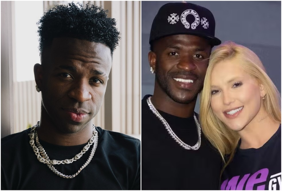 Vini Jr. antes da harmonização e depois o procedimento junto com Virginia Fonseca — Foto: Reprodução/Instagram e BrazilNews