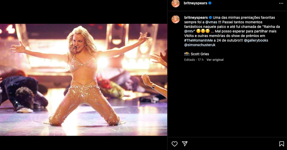 Britney Spears relembra suas participações no VMA — Foto: Reprodução/ Instagram