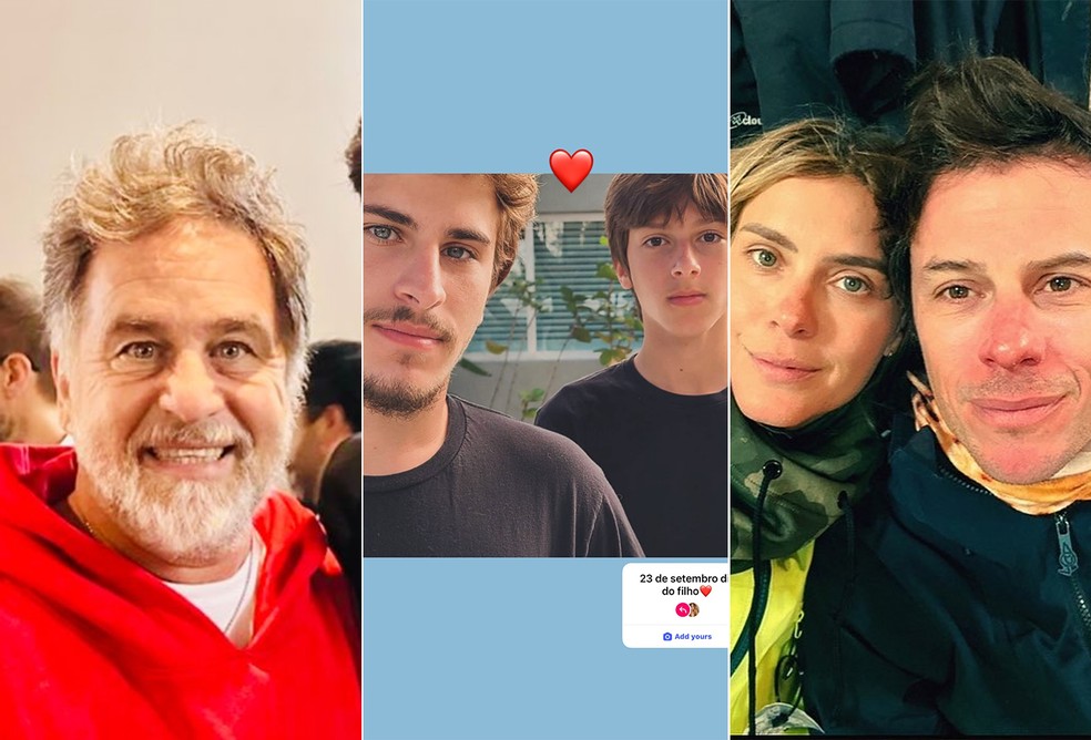 Carolina Dieckmmann posta foto dos filhos: Davi Frota (com Marcos Frota) e José Worcman (com Tiago Worcman) — Foto: Reprodução/Instagram