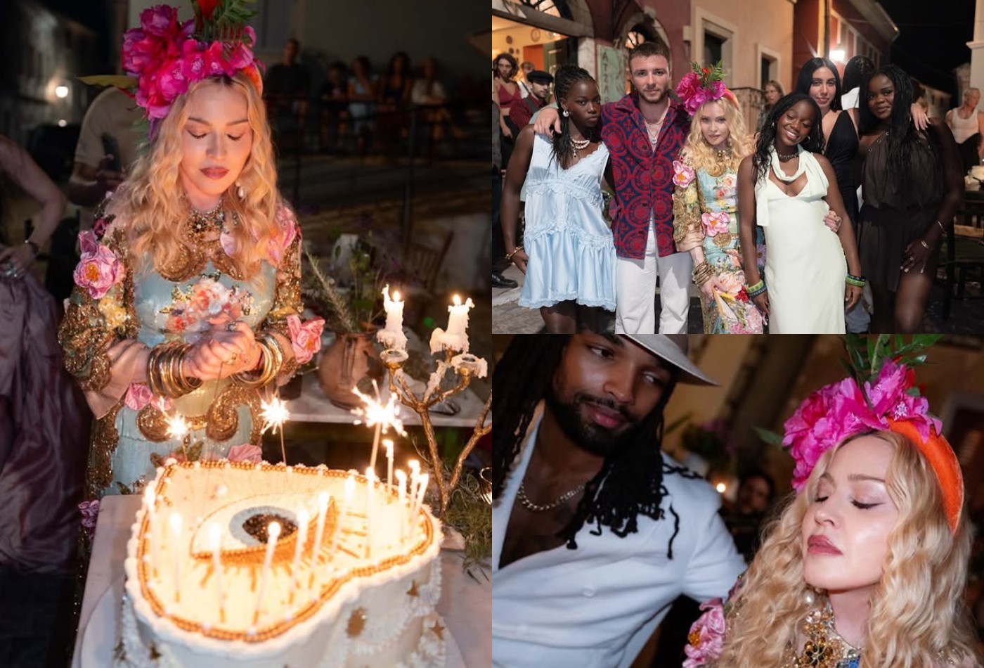 Madonna posa ao lado dos filhos e do namorado em fotos inéditas durante comemoração de 68 anos na Grécia