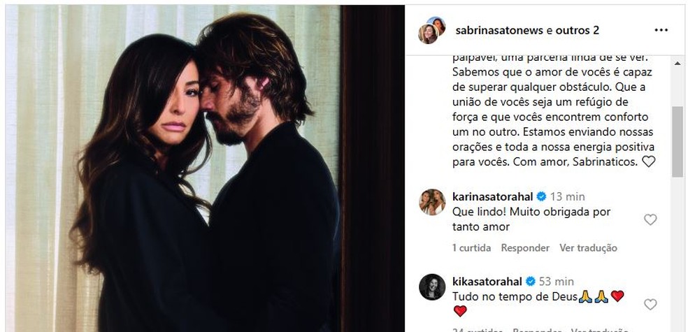 Irmã e mãe de Sabrina Sato compartilha mensagem de apoio após a apresentadora perder o bebê — Foto: Reprodução/Instagram