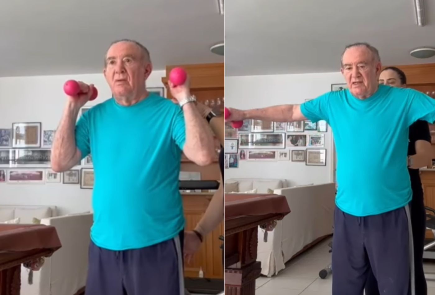 Aos 91, Renato Aragão mostra rotina de treino e recebe elogios: 'Mais disposição do que eu'