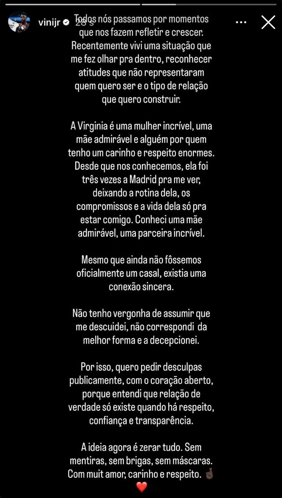 Vini Jr se pronuncia aps fim de affair com Virginia Fonseca  Foto: Reproduo/Instagram