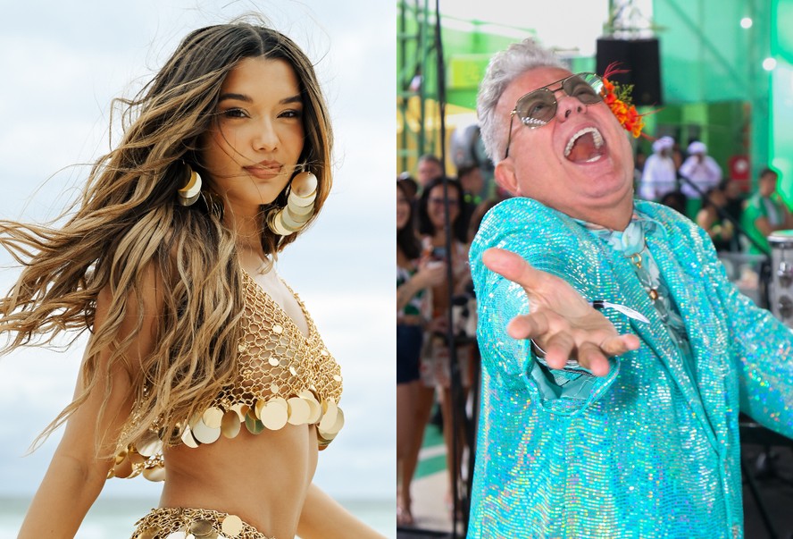 Agnes Nunes e Milton Cunha na coroação de Paolla Oliveira como Rainha de Bateria da Imperatriz Leopoldinense