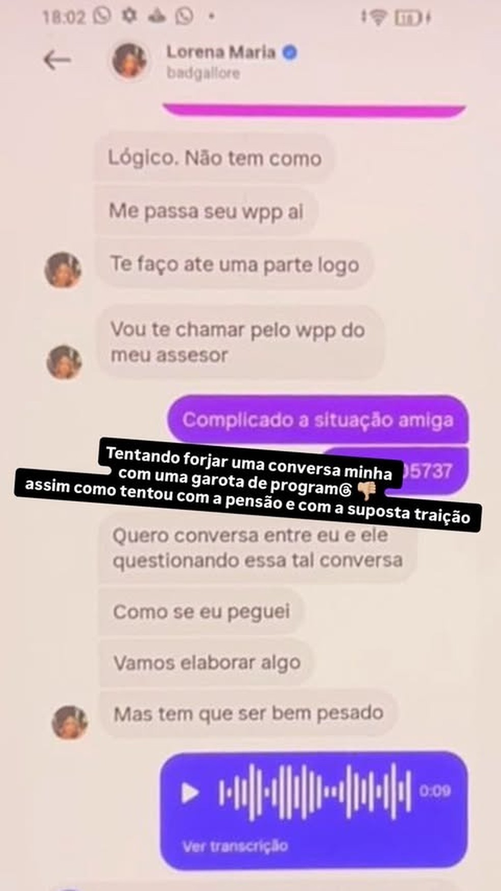 MC Daniel publica print nas redes sociais — Foto: Reprodução/Instagram