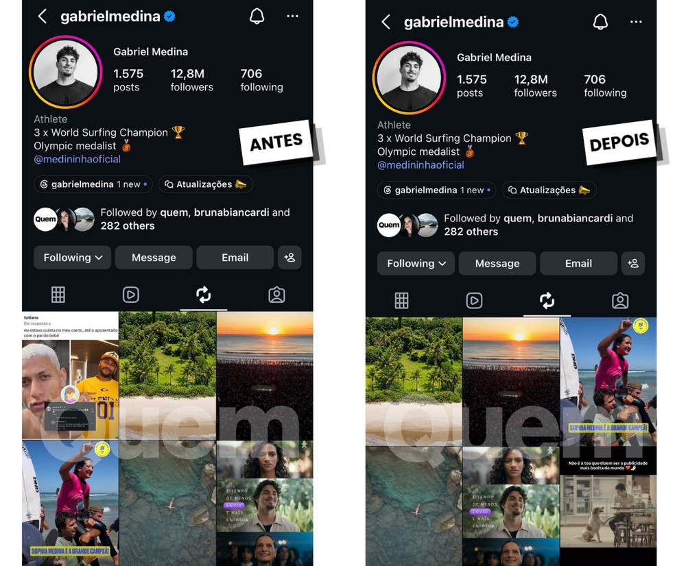 Gabriel Medina causa polêmica ao compartilhar post que chama Neymar de 'aposentado' — Foto: Reprodução/Instagram