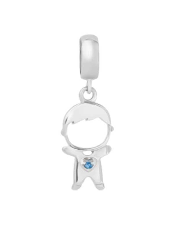 Charm Menino Cravejado em Prata 925