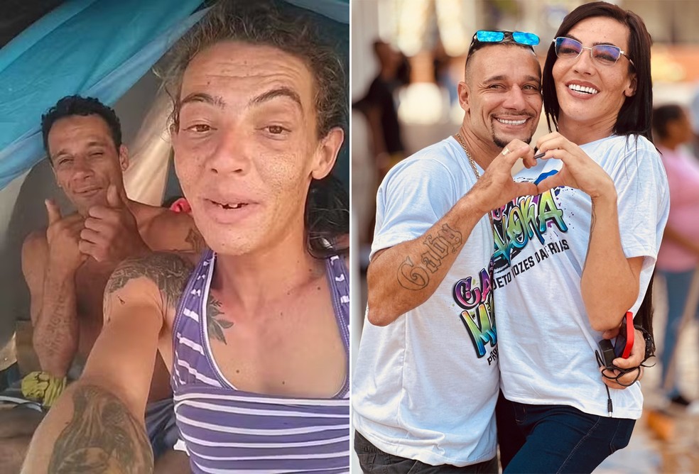 Os ex-moradores de rua Gabrielly Miguel e Douglas Martins, mais conhecidos como Casal Maloka — Foto: Reprodução/Instagram