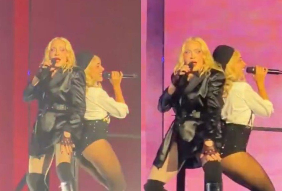 Madonna e Sabrina Carpenter — Foto: Reprodução/X