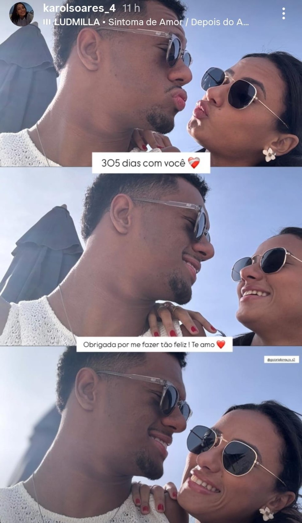 O campeão paralímpico de natação Gabrielzinho e a namorada, Karol Soares, trocam declarações na web — Foto: Reprodução/Instagram
