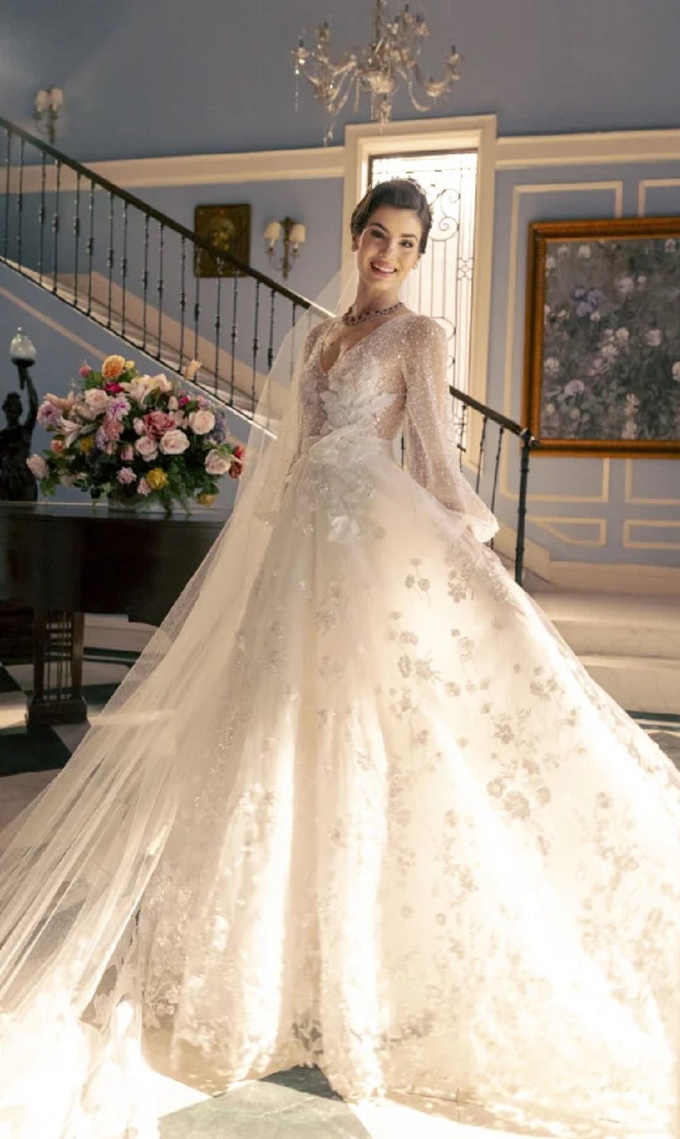 Vestido de noiva de Marê (Camila Queiroz) em 'Amor Perfeito' — Foto: TV Globo