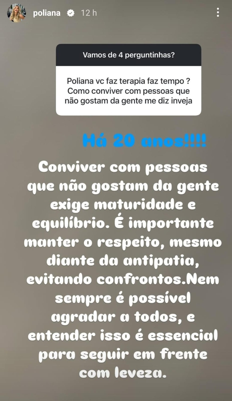Poliana Rocha responde internautas no Instagram — Foto: Reprodução/Instagram