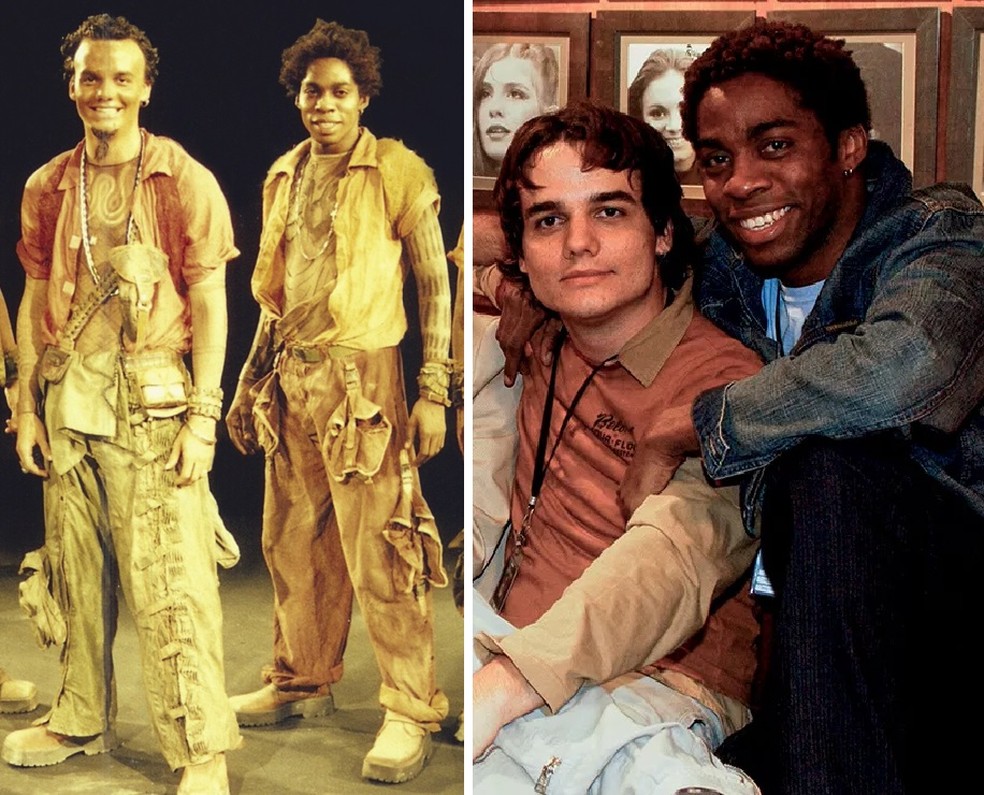 Wagner Moura e Lázaro Ramos são amigos dos tempos em que trabalhavam como atores de teatro na Bahia — Foto: Sérgio Lobo/Divulgação e TV Globo