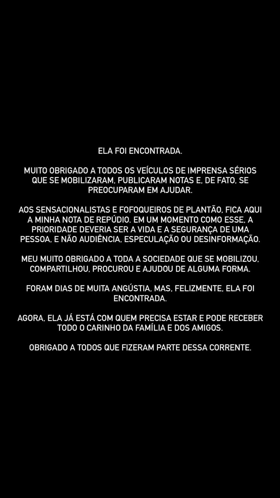 Modelo Dandara Couto é encontrada após ter desaparecido em SP — Foto: Reprodução/Instagram