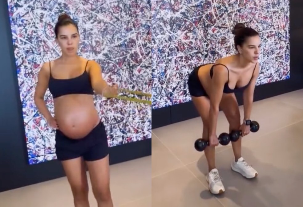 Mariana Rios exibe treino com barrigão de seis meses de gestação em destaque; vídeo! — Foto: Reprodução/Instagram