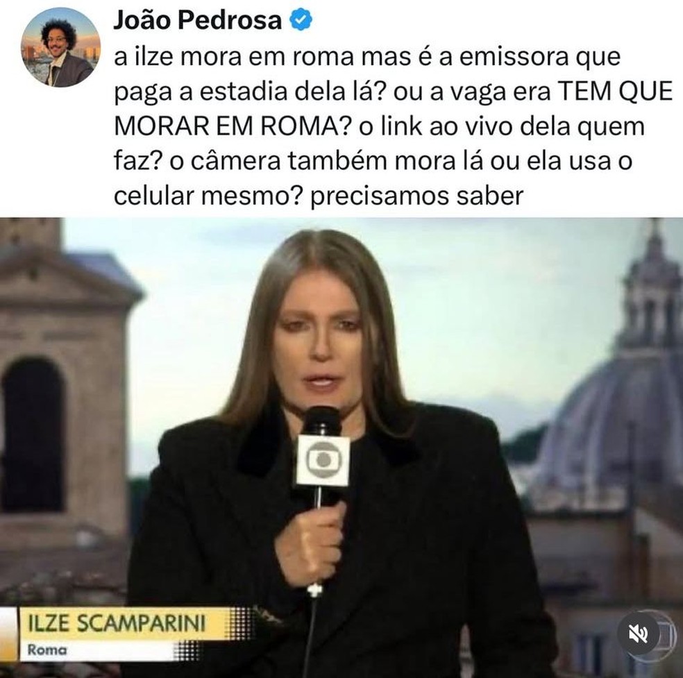 Questionamentos dos internautas sobre o trabalho de Ilze Scamparini em Roma — Foto: Reprodução | Instagram