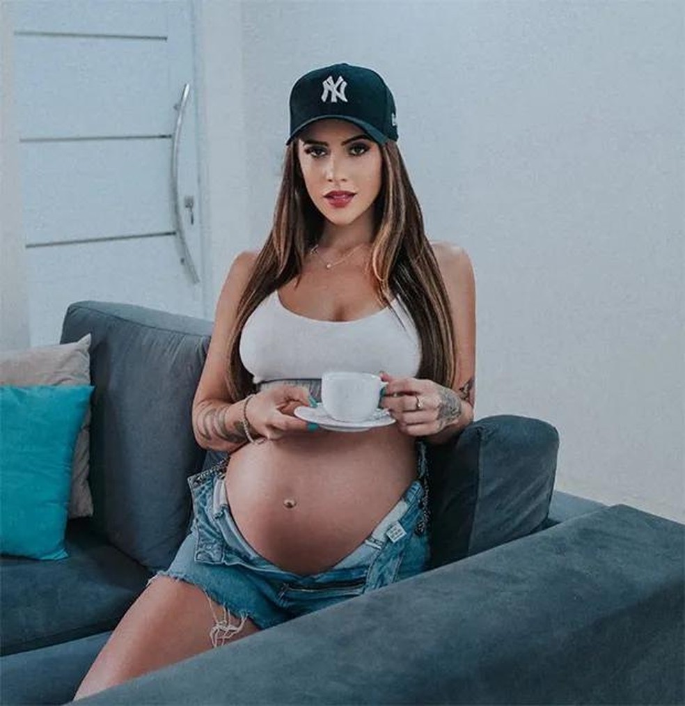 Maiára Quiderolly quando estava à espera do filho com o jogador Jô — Foto:  Luanna Nunes/Divulgação