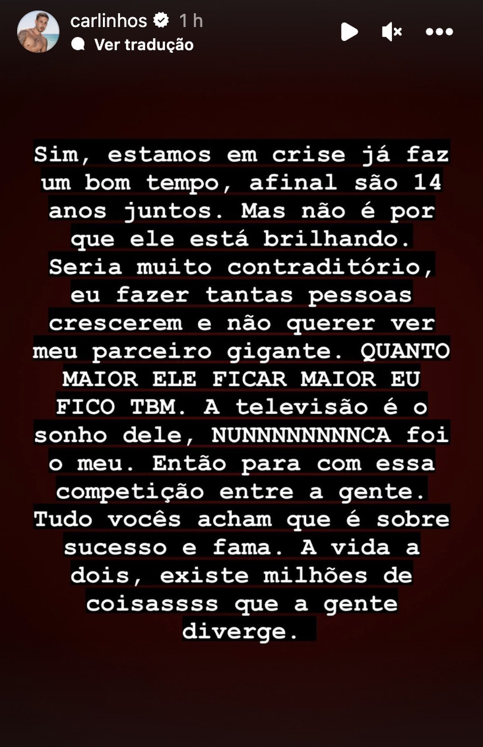 Carlinhos Maia desabafa sobre crise no casamento &mdash; Foto: Reprodu&ccedil;&atilde;o: Instagram