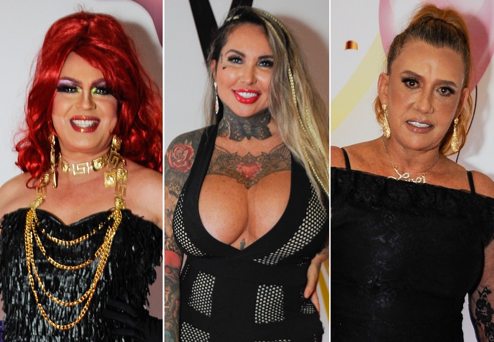 Dicésar (como a drag Dimmy Kieer), Sabrina Boing Boing e Rita Cadillac — Foto: Eduardo Martins/AgNews