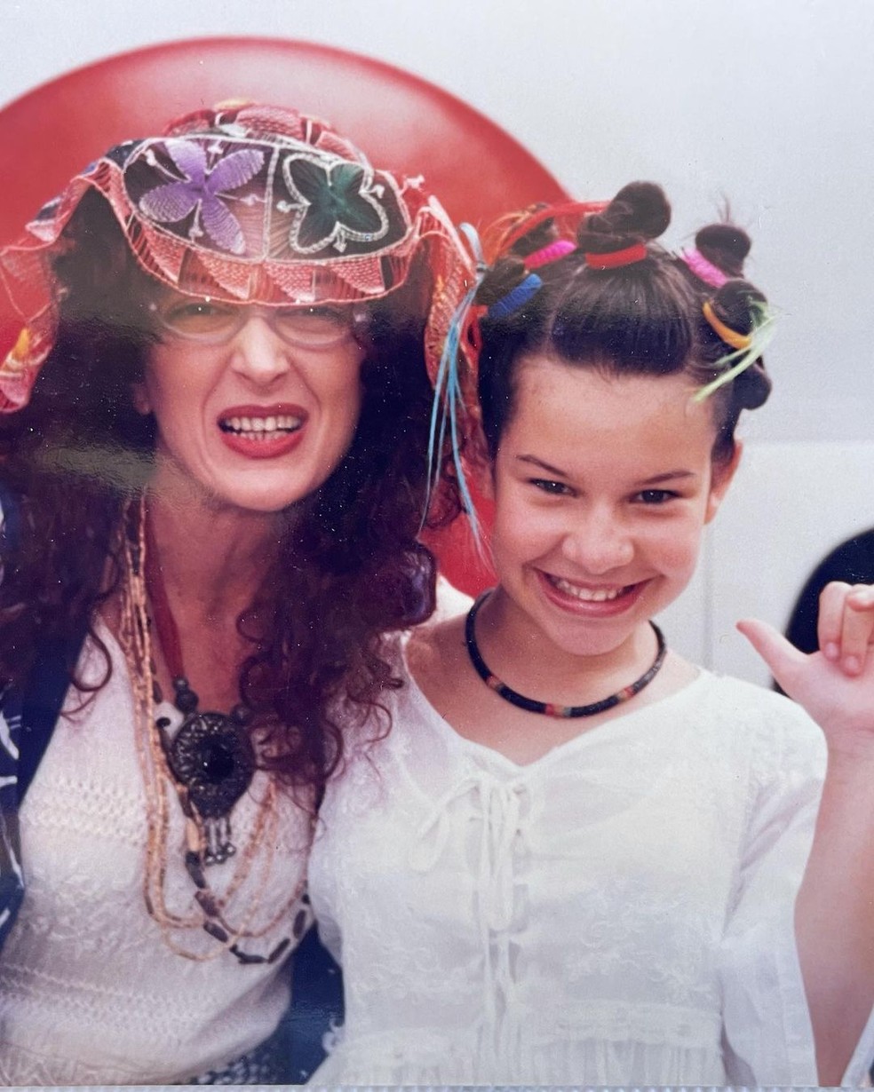 Débora Olivieri e Fernanda Souza nos bastidores de 'Chiquititas', novela em que interpretaram Dona Carmen e Mili — Foto: Reprodução/Instagram