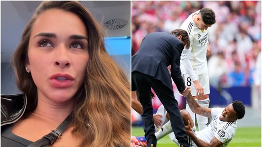 Tainá Castro retorna de viagem dois dias antes do planejado para cuidar de Eder Militão: 'Pancada no tornozelo'