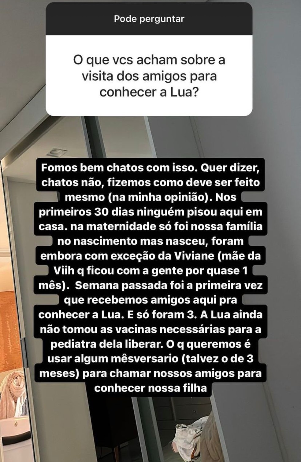 Eliezer explica motivo de 'barrar' amigos em visita à Lua Di Felice — Foto: Reprodução / Instagram